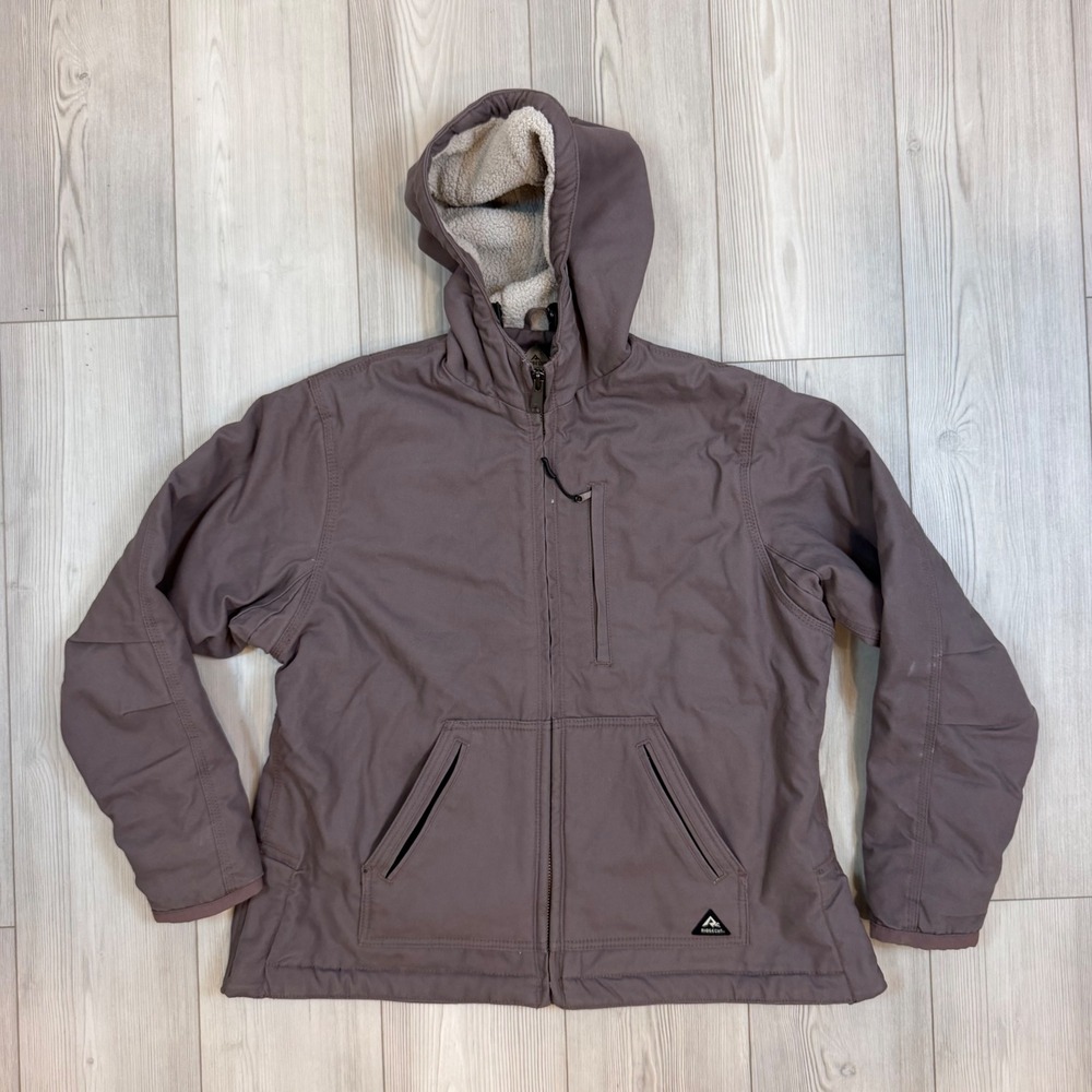Ridgecut Toughwear Mauve Canvas Sherpa Lined Hooded Work Jacket Womens XL